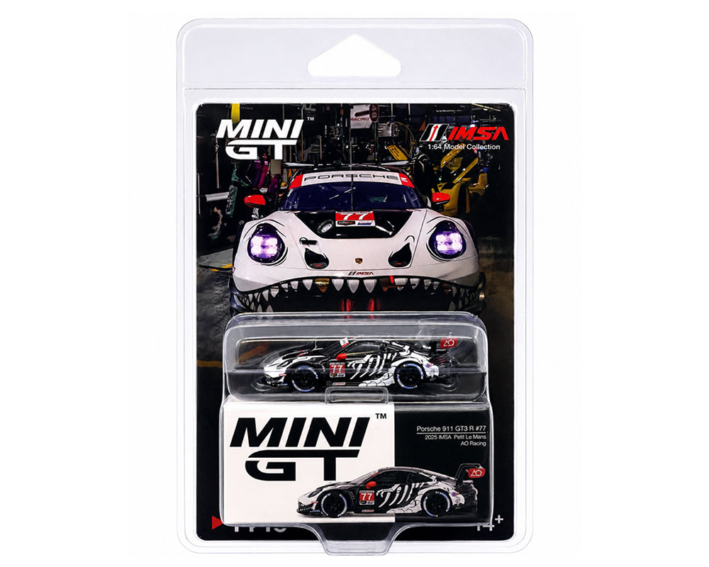 Mini GT 1:64 Porsche 911 GT3 R #77 AO Racing "Skeleton Rexy" 2025 IMSA Petit Le Mans