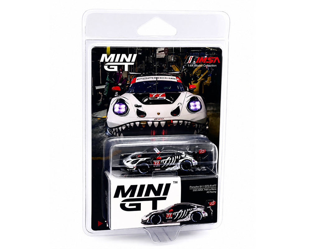 Mini GT 1:64 Porsche 911 GT3 R #77 AO Racing "Skeleton Rexy" 2025 IMSA Petit Le Mans