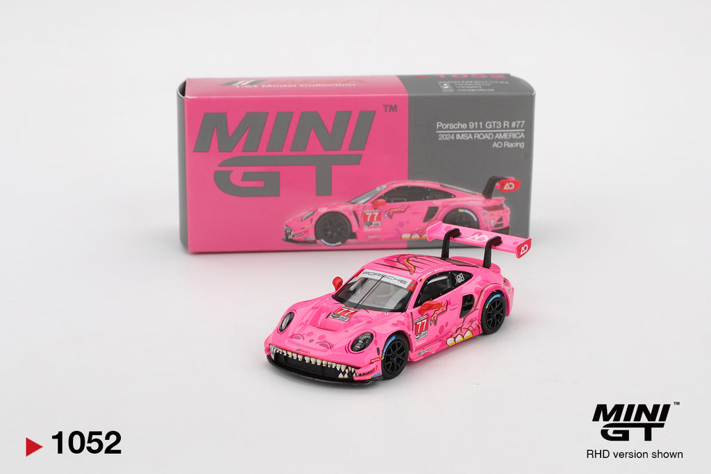 Mini GT Porsche 911 GT3 R #77 AO Racing "Roxy" 2024 IMSA Road America Pink