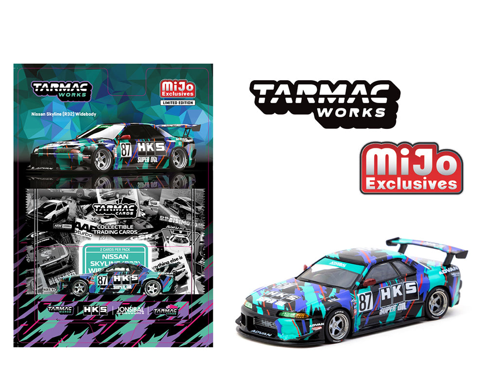 Tarmac Works Global64 1:64 Nissan Skyline (R32) Widebody Jonsibal Designworks & HKS with Card Pack