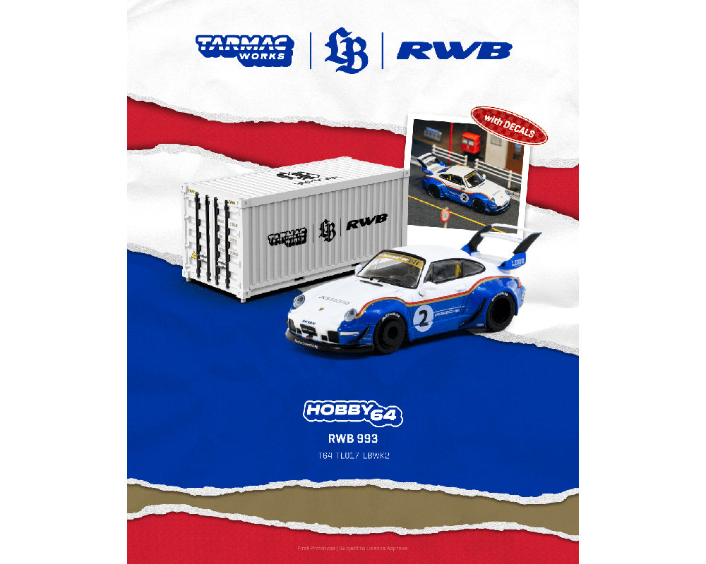 Tarmac Works Hobby64 1:64 RWB 911 993 Liberty Walk with Container